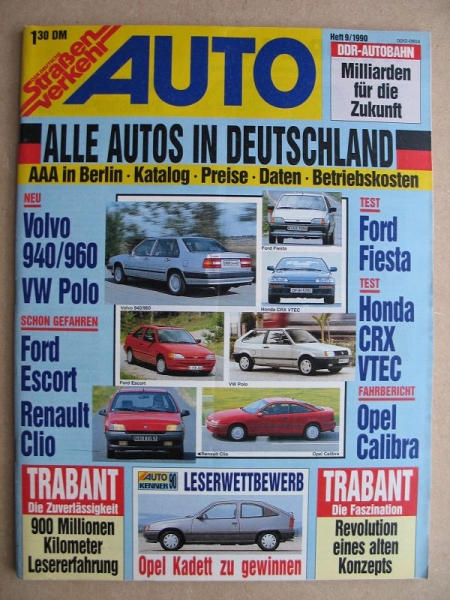 9/ 1990, Der Deutsche Straßenverkehr, Ford Fiesta, Test Honda CRX
