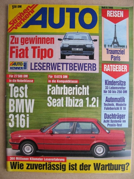 8/ 1990, Der Deutsche Straßenverkehr, BMW 316i, Seat Ibiza GLX 1.2i