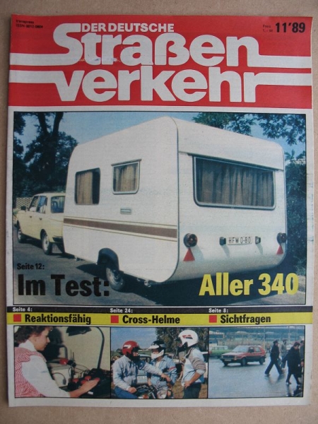 11/ 1989, Der Deutsche Straßenverkehr, Test Wohnwagen Aller 340