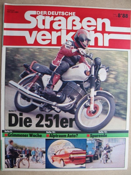 8/ 1988, Der Deutsche Straßenverkehr, MZ ETZ 251, Steyr, WAS 1111