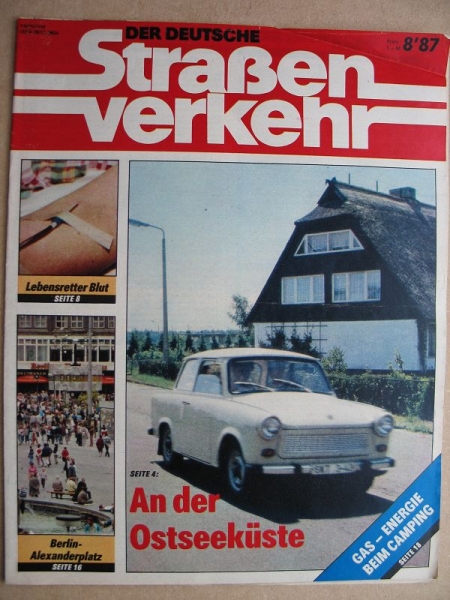 8/ 1987, Der Deutsche Straßenverkehr, SIROCCO- Heizung, Velorex 700