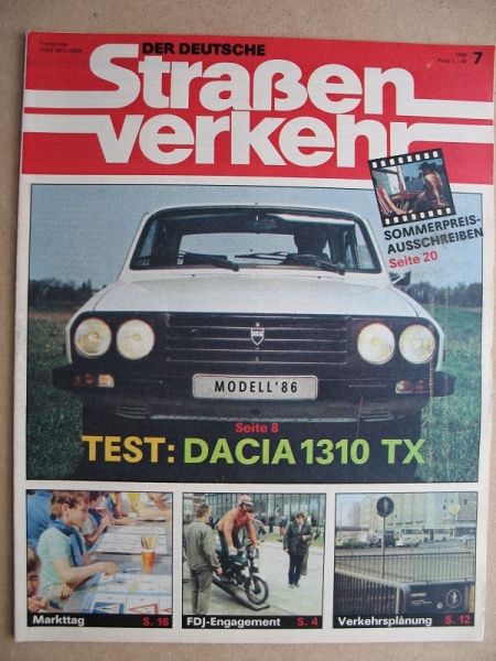 7/ 1986, Der Deutsche Straßenverkehr, Dacia 1310 TX, Elaskon 2000 ML