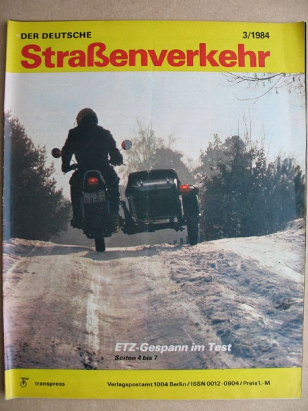 3/ 1984, Der Deutsche Straßenverkehr, Test: MZ ETZ 250 mit Seitenwagen