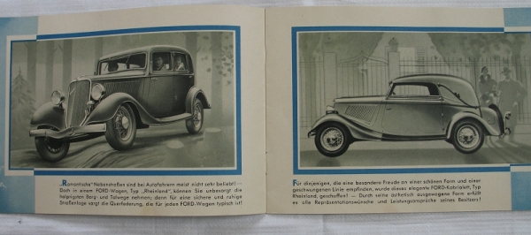 Prospekt Ford Köln, Rheinland, Kabriolett, V8, Lieferwagen, 30-er Jahre