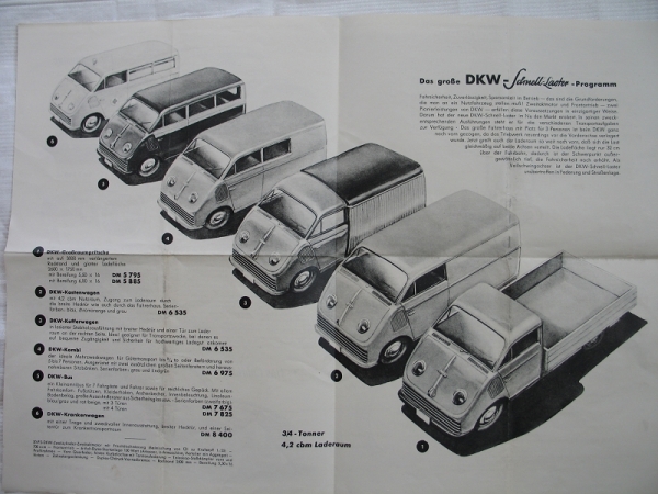 Prospekt DKW Meisterklasse, Cabriolet, Schnellaster, Die neue RT