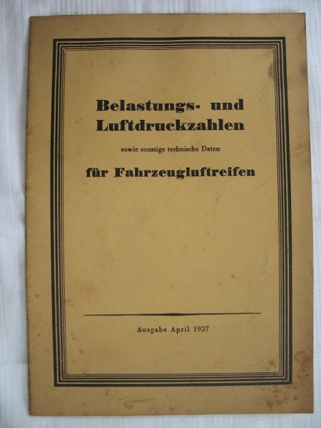 Belastungs-und Luftdruckzahlen sowie technische Daten für Fahrzeugluftreifen