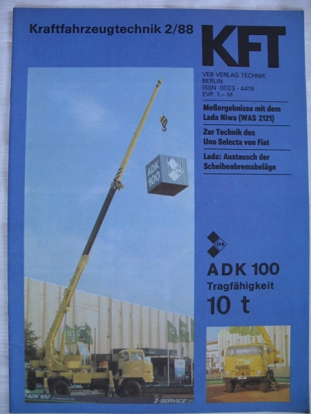 2/ 1988, Autodrehkran ADK 100, Fiat Uno, Peugeot 405, Lada Niva