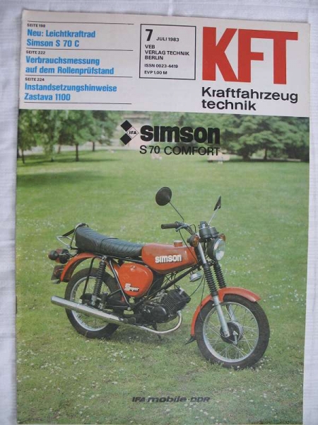 7/ 1983, Simson S70 S 70 Comfort, Toyota Corona Celica, VW Polo Coupe