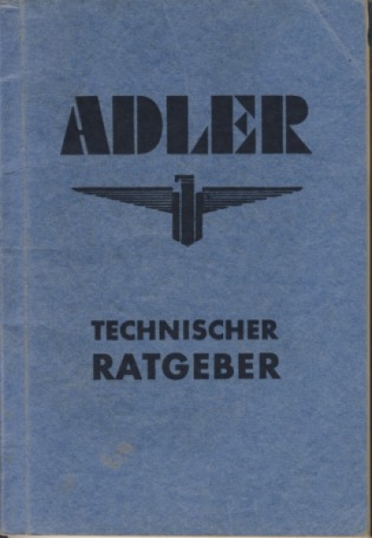 Technischer Ratgeber Adler PKW,  1936