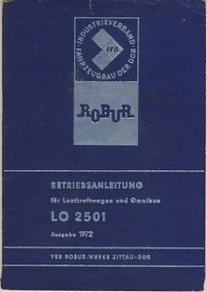 Betriebsanleitung Robur LO 2501, 1972