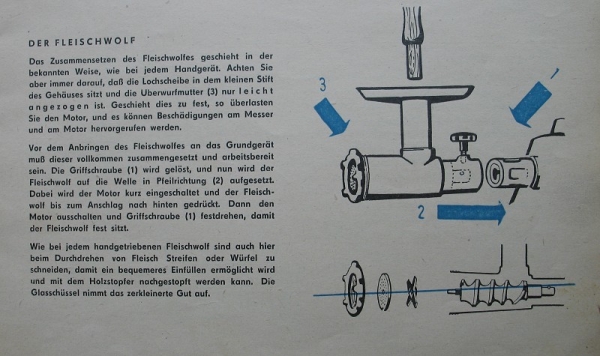 Gebrauchsanleitung Universalküchenmaschine KOMET KM4, KM 4, 1961, Teil 2