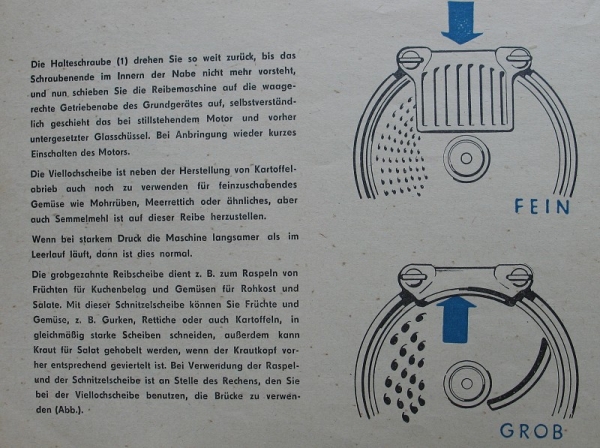 Gebrauchsanleitung Universalküchenmaschine KOMET KM4, KM 4, 1961, Teil 3