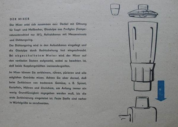 Gebrauchsanleitung Universalküchenmaschine KOMET KM4, KM 4, 1961, Teil 3