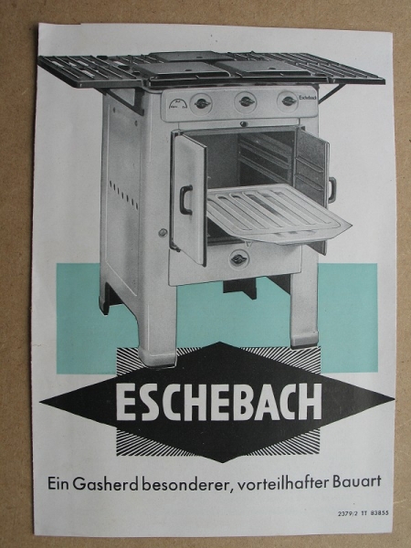 Prospekt Gasherde, ESCHEBACH, 30-er Jahre