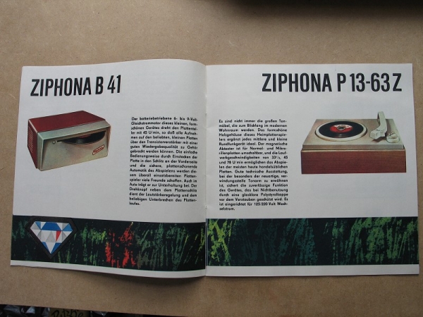 Prospekt Ziphona Plattenspieler, VEB Funkwerk Zittau, DDR 1964