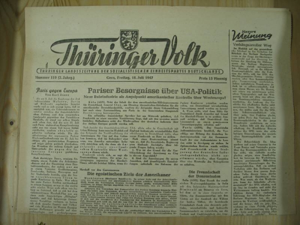 Thüringer Volk, Gera, 18. Juli 1947, SED, Penecillin, Berliner Schulreform