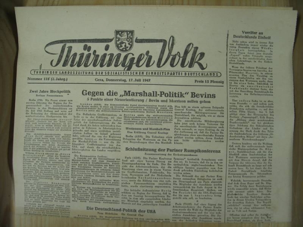 Thüringer Volk, Gera, 17. Juli 1947, SED, Nazigenerale unter Anklage, Kartoffelkäfer