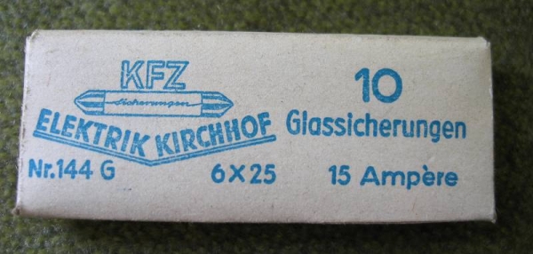 KFZ- Sicherungen DDR, Elektrik Kirchhof, 15A, 15 Ampere