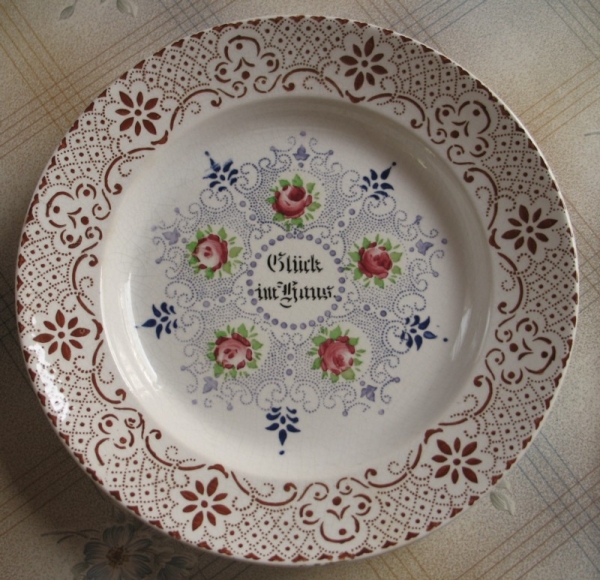 Schöner alter Teller "Glück im Haus", Thomasberger & Hermann Colditz