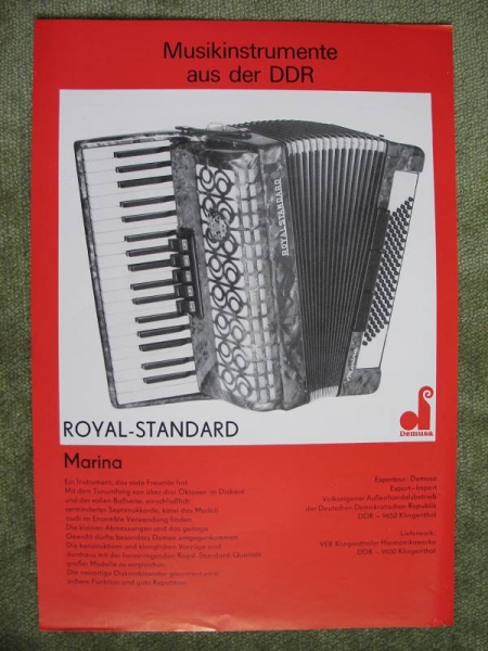 Prospekt Akkordeon Royal- Standard Marina, 70-er Jahre