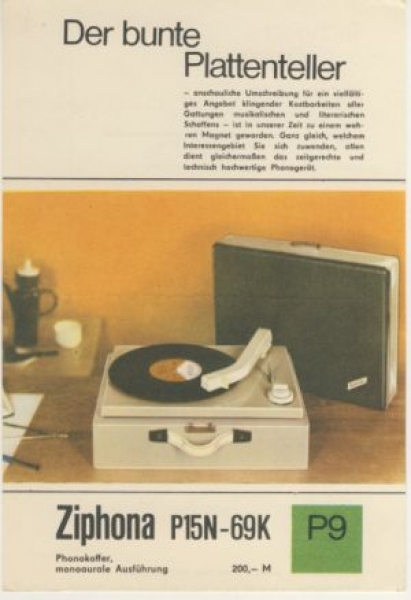 Prospekt Phonokoffer Ziphona P15N-69K, 1968