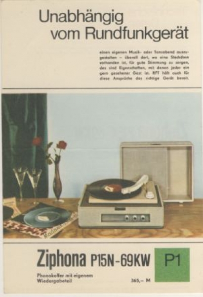 Prospekt Phonokoffer Ziphona P15N-69KW, 1968
