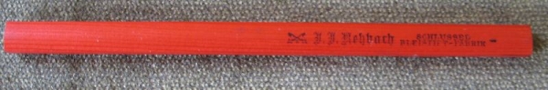 Schöner alter Bleistift, Zimmermannsstift, J.J. Rehbach Regensburg
