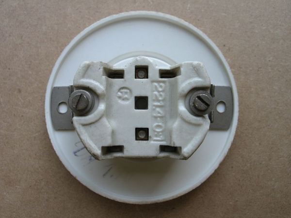 Steckdose Bakelit, UP, hell, rund, kein Schuko, #26