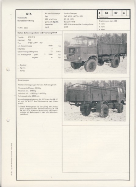 IFA W 50 LA/PV - ND,  1978, VEB IFA Automobilwerke Ludwigsfelde