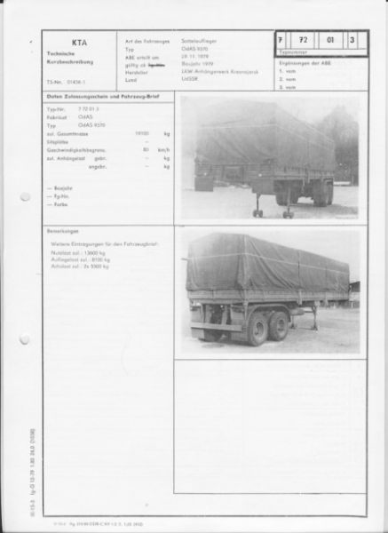 Sattelauflieger OdAS 9370 Krasnojarsk UdSSR, ab 1979