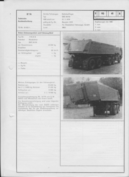 Sattelauflieger KÄSSBOHRER SKE 24/42, 1979, Hinterkipper