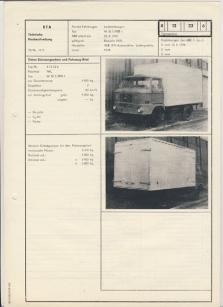 IFA W 50 L/IKB-1, Isotherm, 1970, VEB IFA Automobilwerke Ludwigsfelde