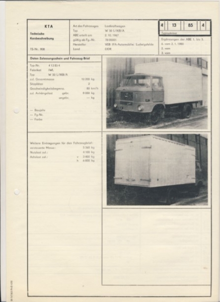 IFA W 50 L/IKB/A, Isotherm, ab Fg.-Nr. 7800001, 1967, VEB IFA Automobilwerke Ludwigsfelde