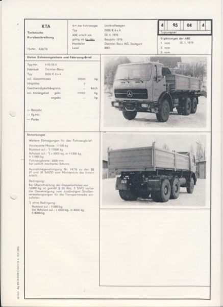 Mercedes Benz 2626 K 6x4, ab 1976