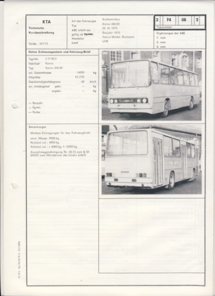 Kraftomnibus IKARUS 260.02, Budapest Ungarn, ab 1973