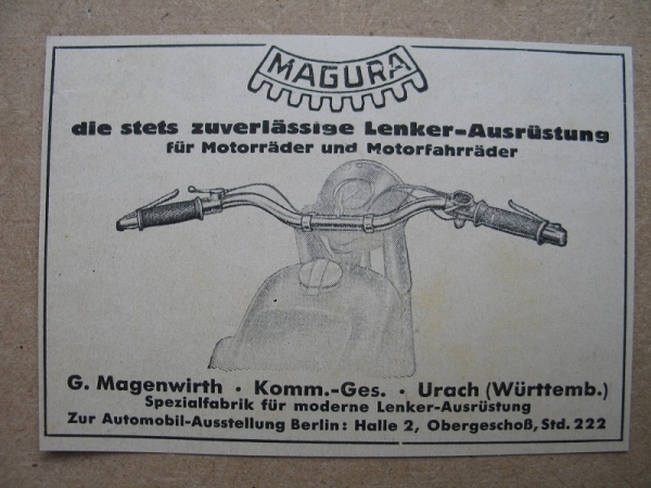 MAGURA Lenker, Magenwirth Urach, 1939