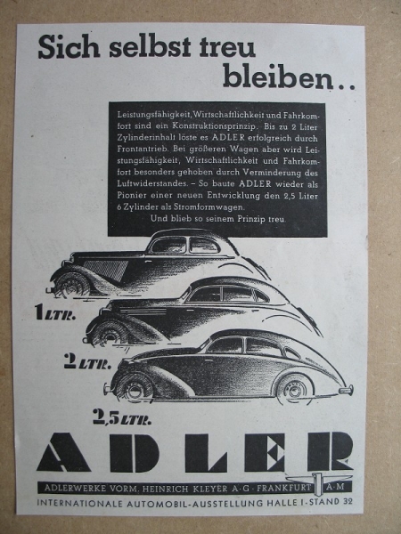 ADLER, Adlerwerke, vorm. Heinrich Kleyer Frankfurt, 1939