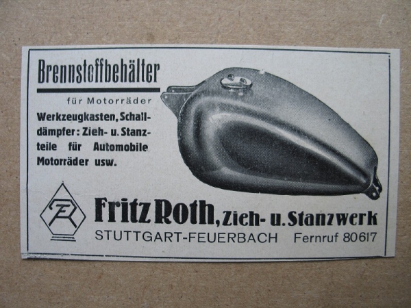 Brennstoffbehälter, Fritz Roth Stuttgart- Feuerbach, 1938