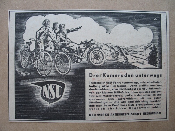 NSU Werke Neckarsulm, Drei Kameraden unterwegs, 1939 #1