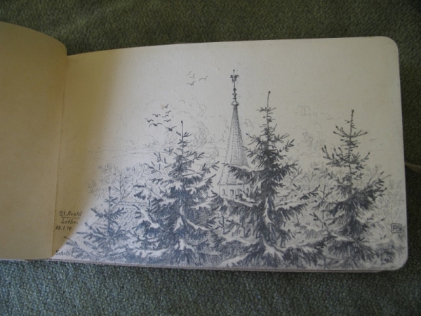 Kriegsskizzenbuch, Artilleriemesstrupp 50, Kanonier Alfred Scheffel