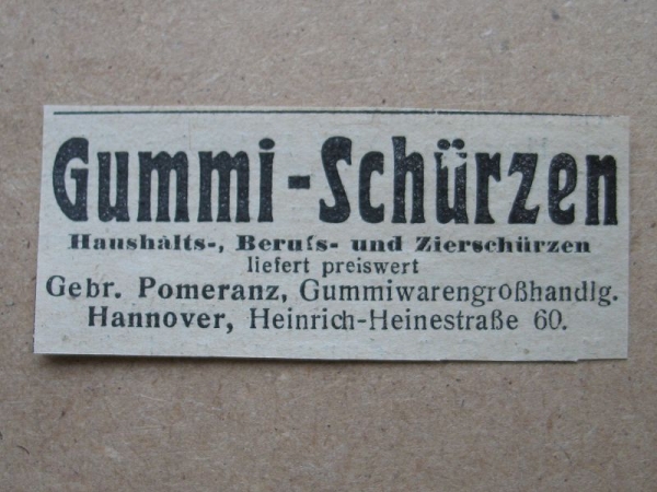 Gummi- Schürzen, Gebr. Pommeranz Hannover, 1925 #2