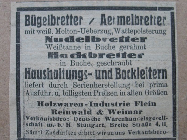 Holzwaren- Industrie Flein, Reinwald & Weimar, 1925 #2