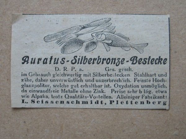 Auratus- Silberbronze- Bestecke, L. Seissenschmidt Plettenberg, 1925 #2