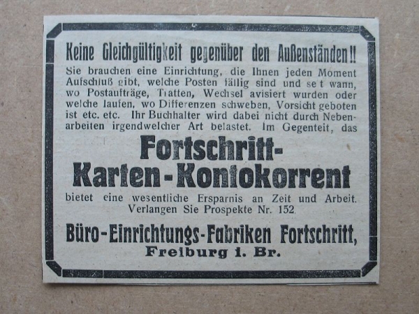 Büro- Einrichtungs- Fabriken Fortschritt, Freiburg, 1925 #2