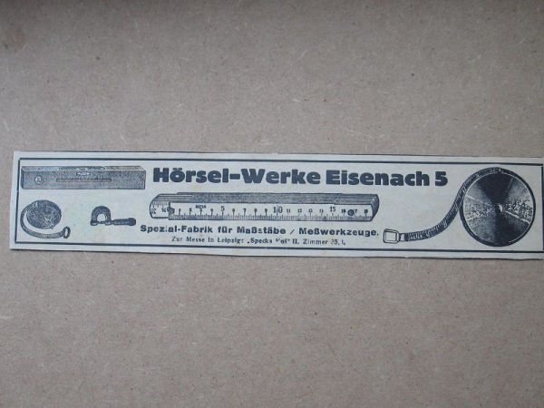 Hörsel- Werke Eisenach, Maßstäbe, Werkzeuge