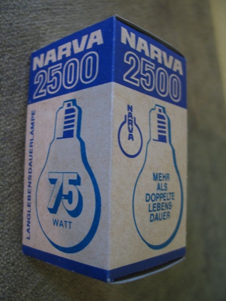 Langlebensdauerlampe Narva, 75 Watt, DDR