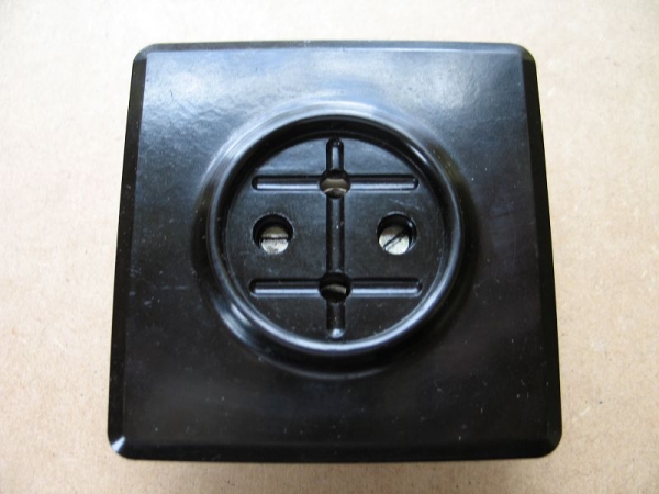 Steckdose Bakelit, Unterputz, schwarz, kein Schuko, #34