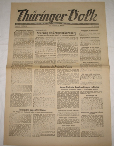 Thüringer Volk, Gera,  23. Mai 1946, SS- Mörder Klebitz aus Treuenbrietzen